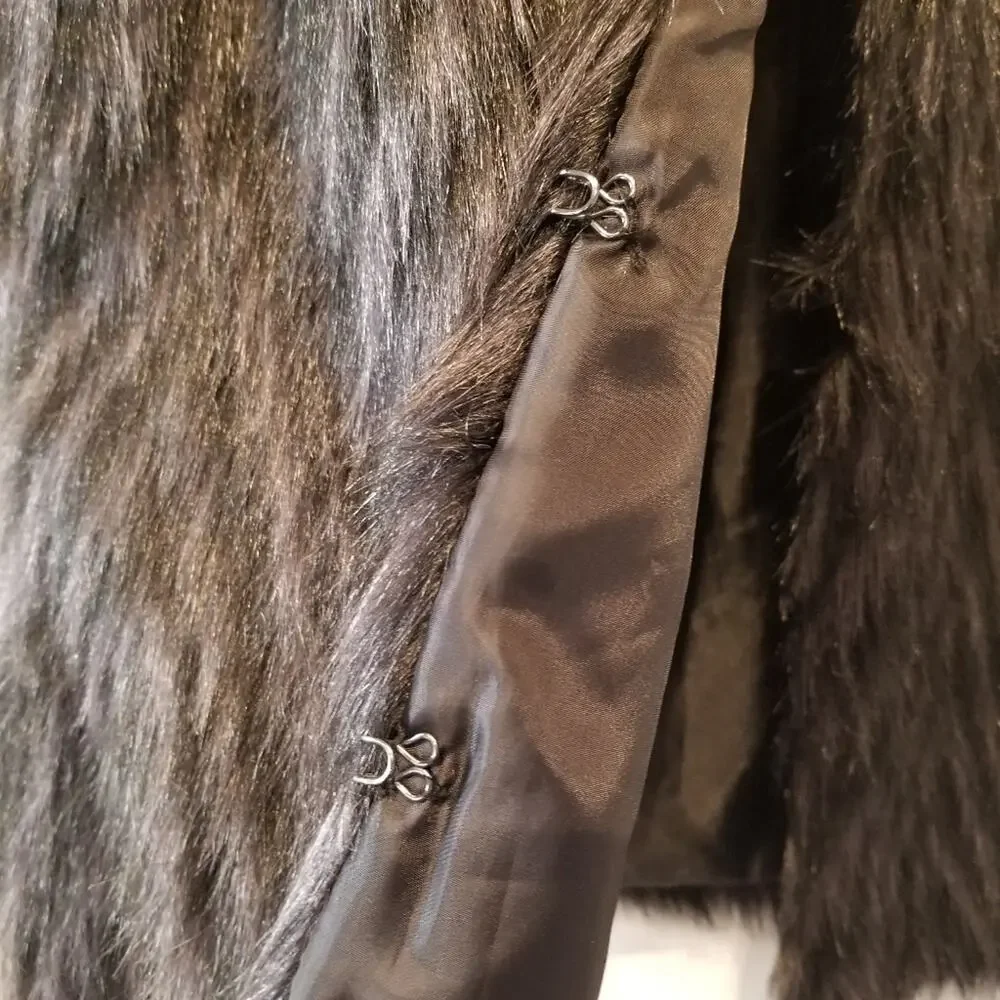 Say What? Black Faux Fur Fitted Vest Lined inside Sleeveless Women's Size‎ S